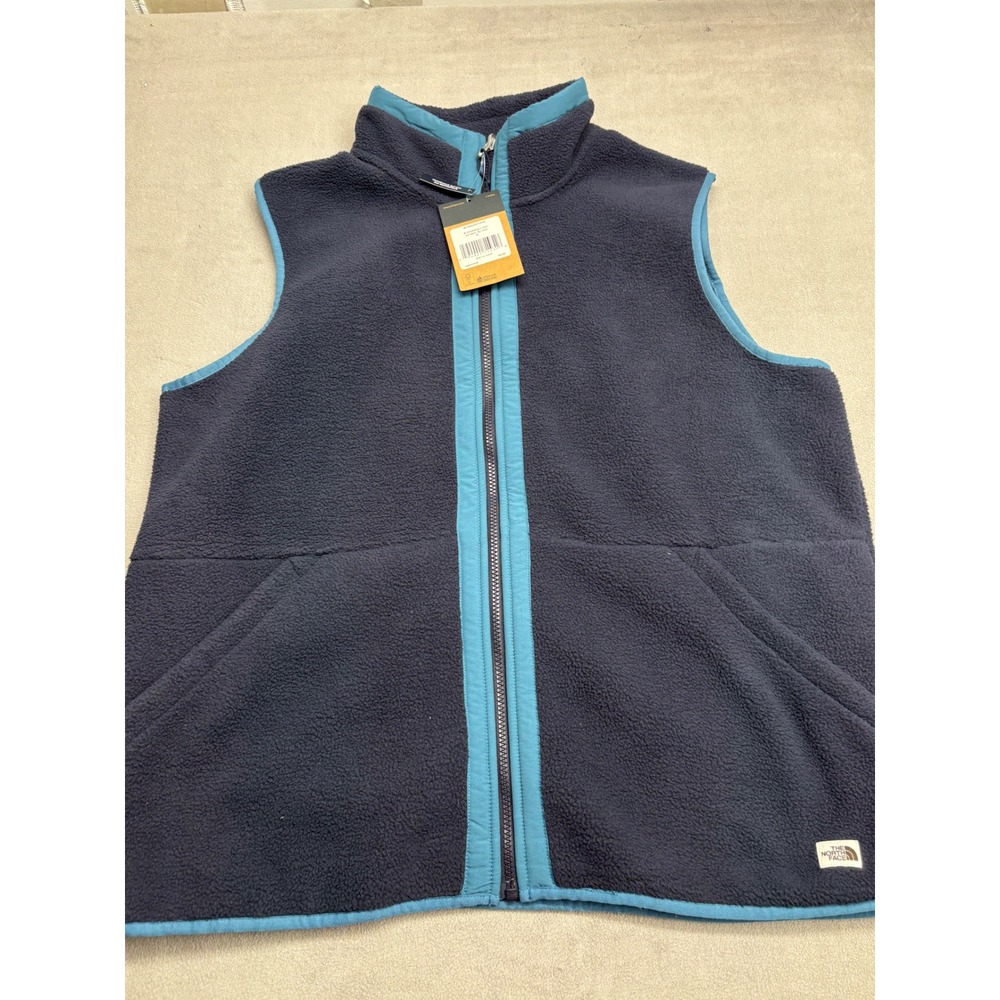NEW The North Face Mens Carbondale Sherpa Fleece Vest Navy Blue XL NF0A4QZHTE8